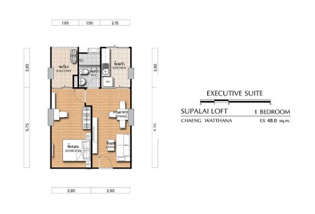 1 Bedroom 48.0 Sq.m. @ Supalai Loft - แจ้งวัฒนะ