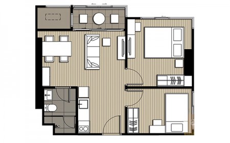2 ห้องนอน 47.5 ตารางเมตร @  IDEO Mobi บางซื่อ แกรนด์ อินเตอร์เชนจ์ 