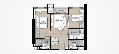Floor Plan 2 Bedroom @ Whizdom Essence آԷ 101/1