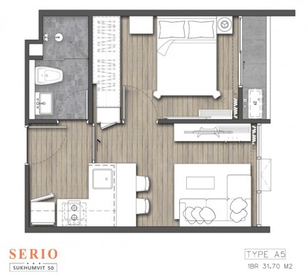 Floor plan 1 Bedroom @ Condo Serio สุขุมวิท 50