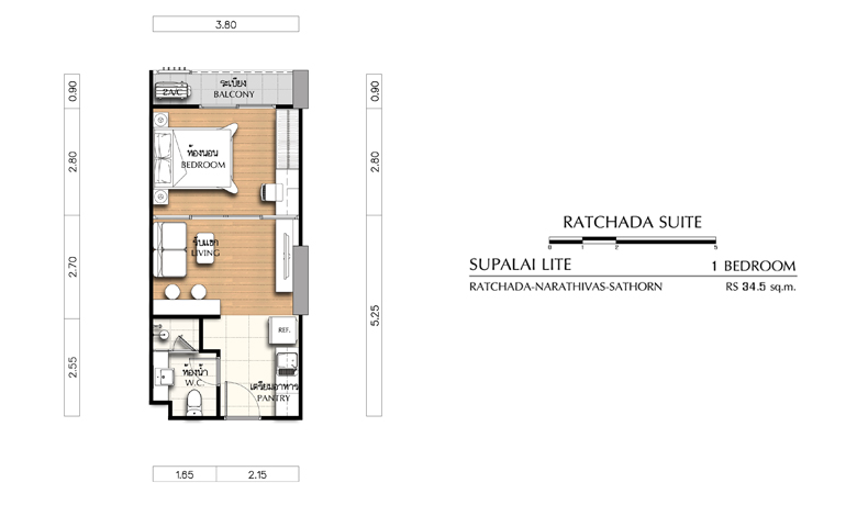 Plan 1 Bedroom @ ศุภาลัย ไลท์ รัชดาฯ-นราธิวาส-สาทร