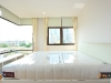 ม่านลอน สีครีม ในห้องนอน (เปิดม่าน) @ Pearl Residences สุขุมวิท 24
