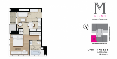 Floor Plan 1 Bedroom @ เอ็ม สีลม (M Silom)