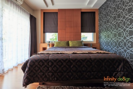 ห้องนอนใหญ่ กับม่านลอนและม่านพับ @ Casa Premium
