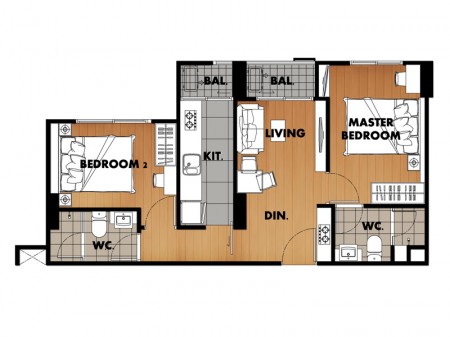 2 Bedroom ขนาด 52 ตารางเมตร