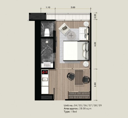 Plan 1 Bedroom @ Park 24
