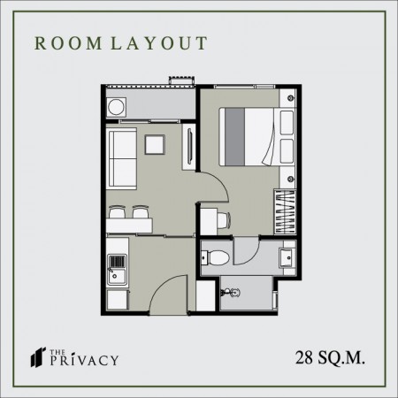 1 Bedroom ขนาด 28 sq.m.@ The Privacy รัชดา – สุทธิสาร