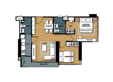 Floor Plan 2 Bedroom @ The Tree RIO– บางอ้อ สเตชั่น