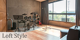 Loft Style ผ้าม่าน ม่านม้วน @ Life Beat Studio ย่านบางนา