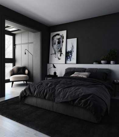 ไอเดียตกแต่งห้อง "โทนสีดำ" : ห้องนอน Modern Style