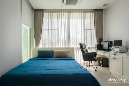 ห้องนอนตกแต่งด้วยผ้าม่าน 2 ชั้น @ VIVE รัตนาธิเบศร์-ราชพฤกษ์