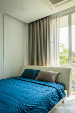 ห้องนอนตกแต่งด้วยผ้าม่านจีบ @ VIVE รัตนาธิเบศร์-ราชพฤกษ์